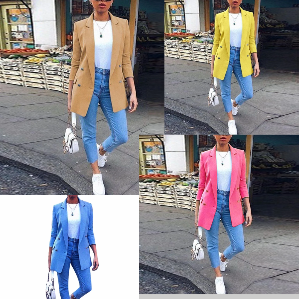 Blazer Sólida Doble Botonadura